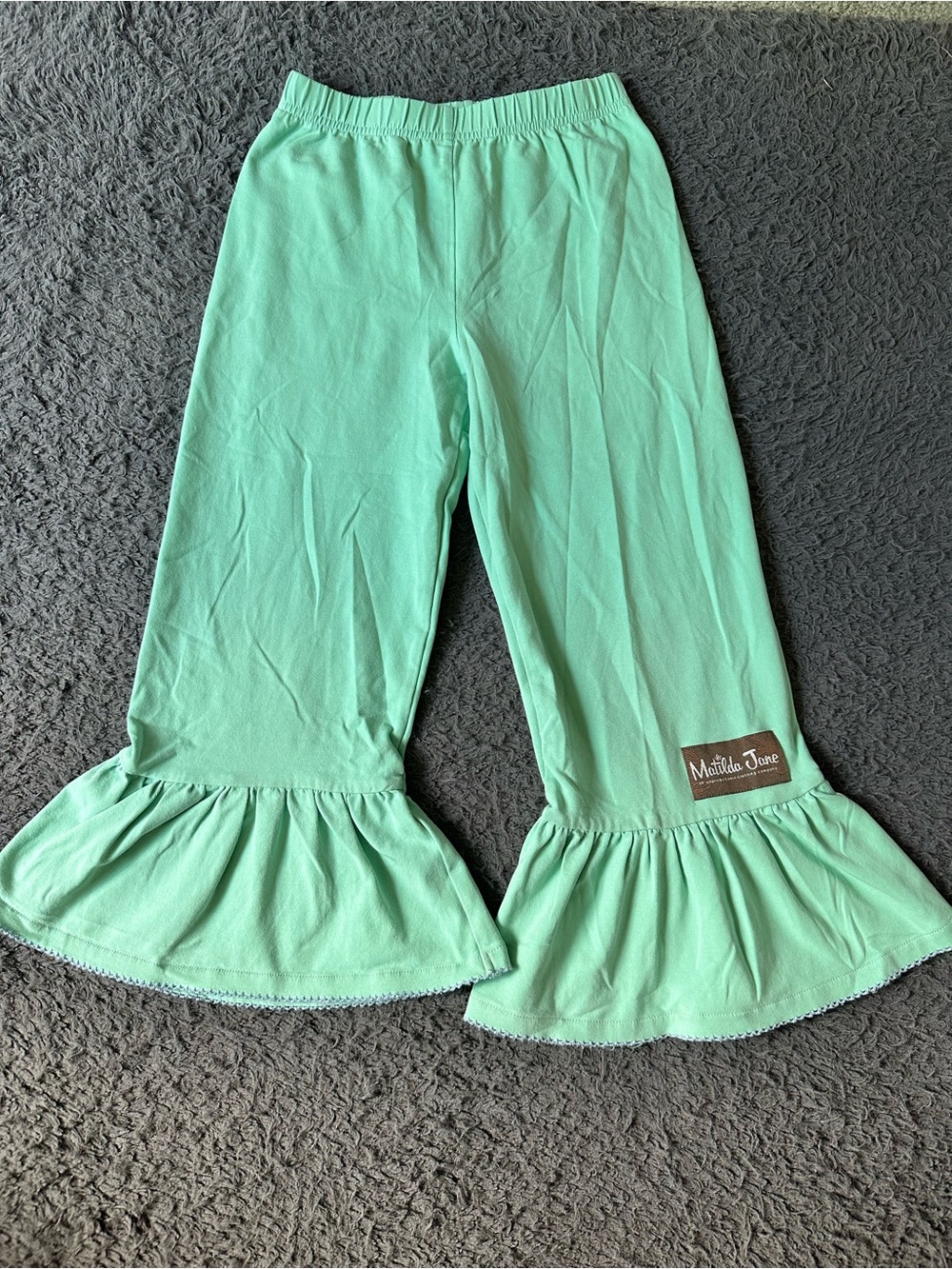 Matilda Jane Big Ruffles Mint Green Girls Pants Size 6